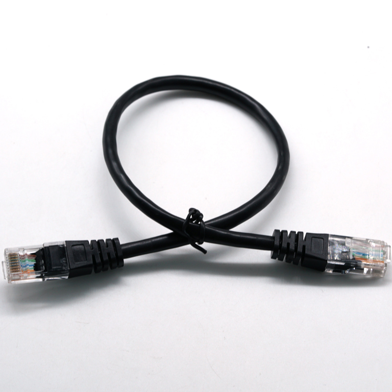 RJ45 8PIN வெளிப்படையான தலை 24/26AWG பிளாக் ஈதர்நெட் நெட்வொர்க் கேபிள் LAN கேபிள் மின் வயர் ஹாரன்ஸ்